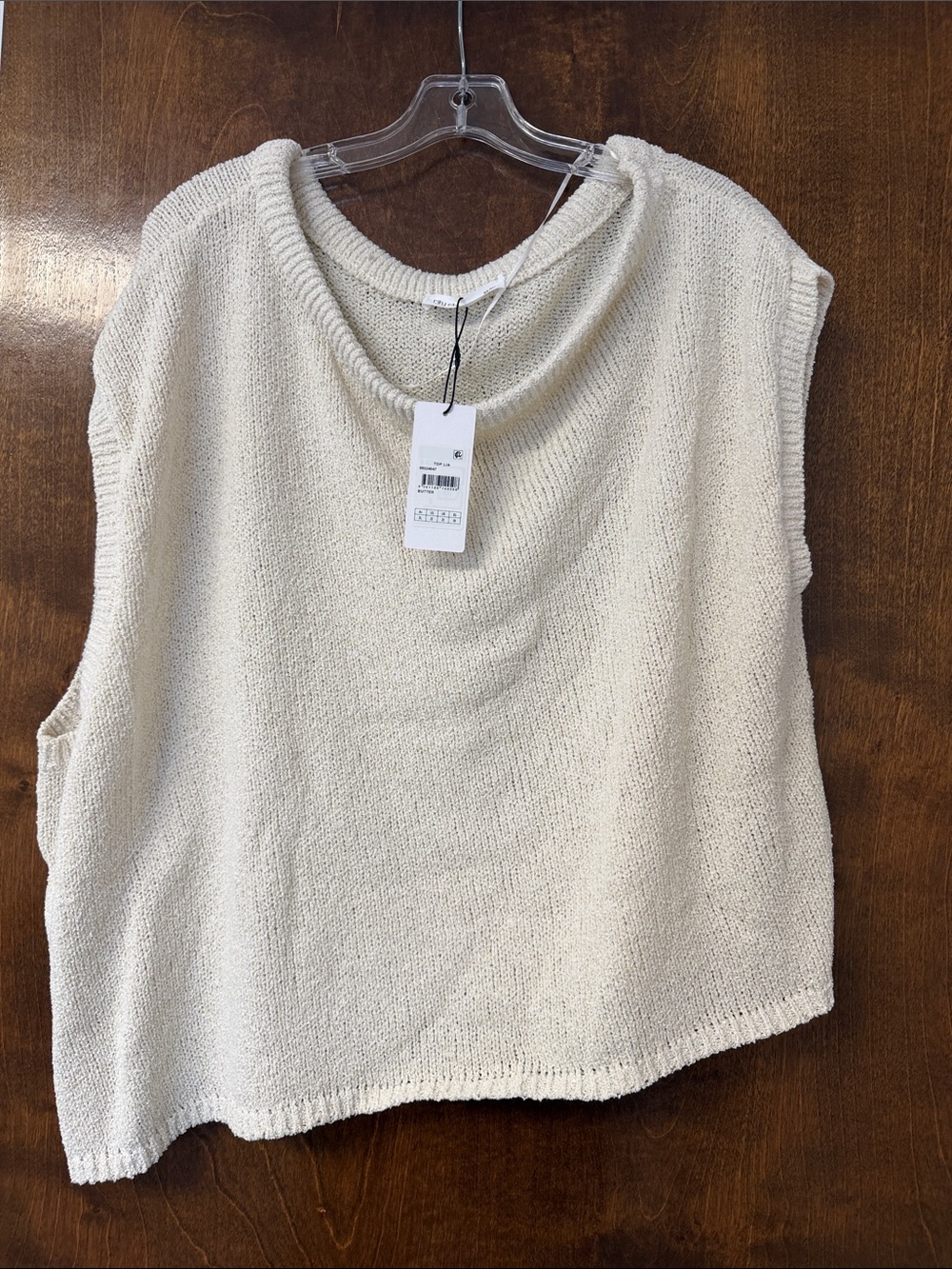 City Chic Cream Knit Sleeveless Sweatshirt